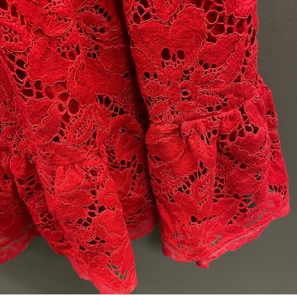 Kate Spade poppy field red lace dress with scalloped trim - Picture 4 of 10